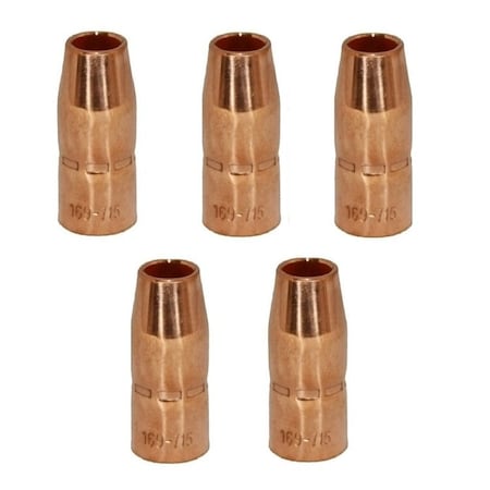 Star Tech Weld Mig Welding Nozzles 169715 1/2 in. for Miller M10 M15 Hobart H9, H10 Weld Gun, 5PK 169-715